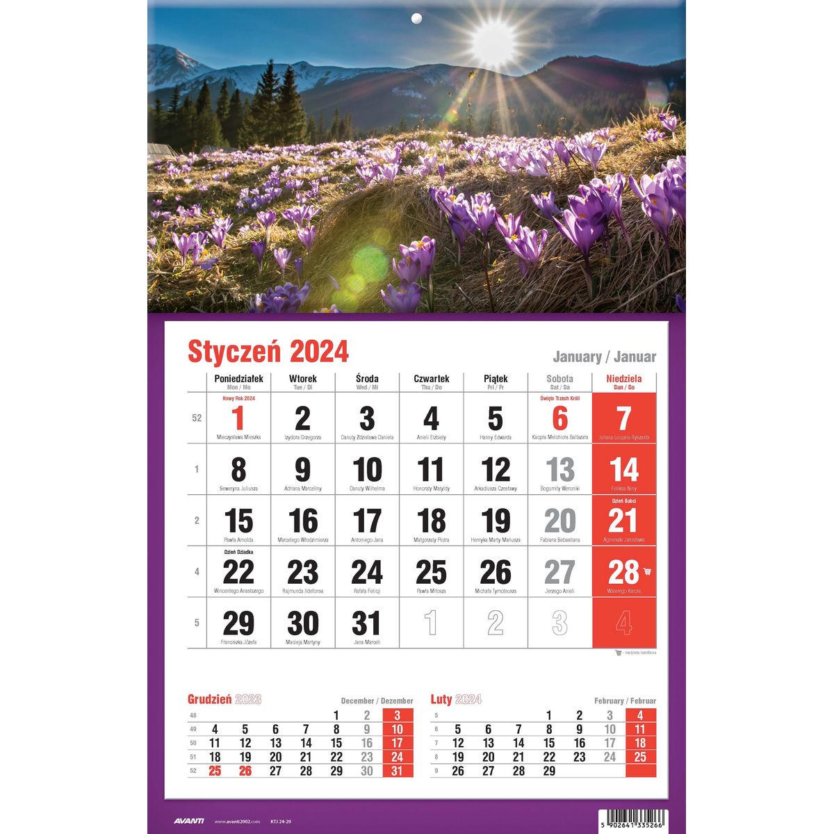 Kalendarz ścienny Avanti trójdzielne (5901769620582)