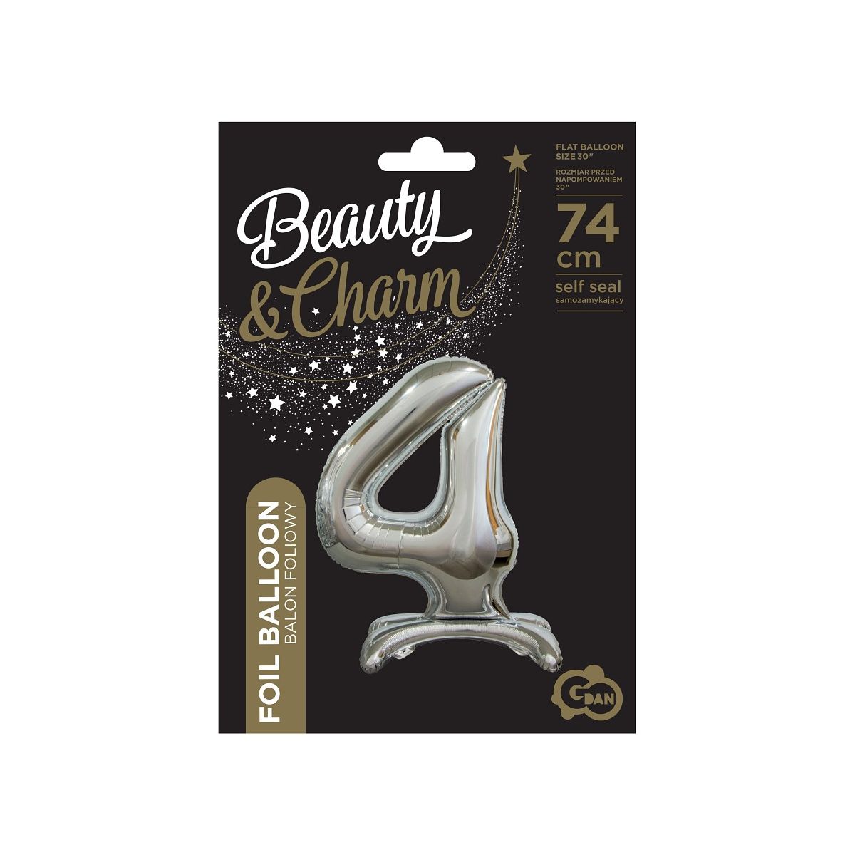 Balon gumowy Godan Beauty&Charm cyfra stojąca srebrna srebrna 30cal (BC-ASS4)