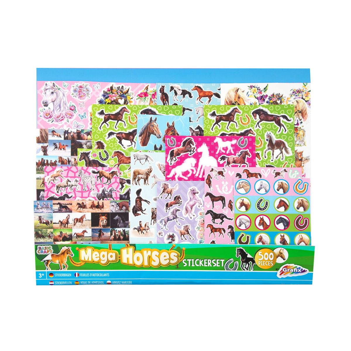 Naklejka (nalepka) Mega Zestaw Naklejek Koniki, 500 szt. - 40x32 cm Icom (100080)