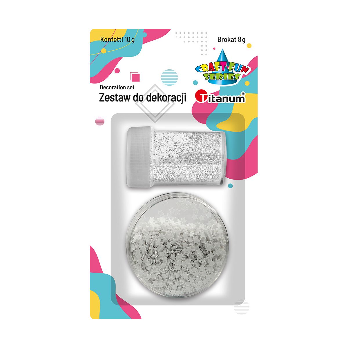 Zestaw brokat + konfetti Titanum Craft-Fun Series biały