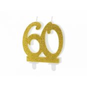 Świeczka urodzinowa liczba 60, złoty 7.5cm Partydeco (SCU5-60-019)
