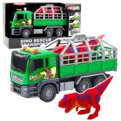 Ciężarówka Transport Dinozaurów Figurka Światła Dźwięki Zielona 1:10 Lean (21478)