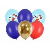 Balon gumowy Partydeco Samolot, mix (1 op. / 6 szt.) mix 300mm (SB14P-312-000-6)