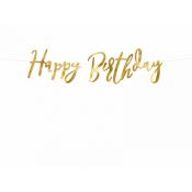 Girlanda Partydeco Baner Happy Birthday, złoty, 16.5x62cm (GRL75-019M)