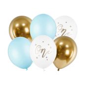 Balon gumowy Partydeco One, Pastel Light Blue 6 sztuk mix 300mm (SB14P-307-001J-6)