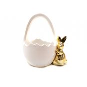 Ozdoba wielkanocna koszyk ceramiczny z królikiem 15,5cm One Dollar (367708)