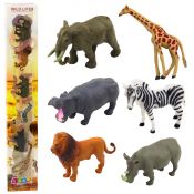 Figurka Dzikie Zwierzęta Żyrafa Zebra Lew 6-8cm 6szt wkład Lean (23289)