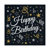 Serwetki Godan Happy Birthday CZARNY papier [mm:] 330x330 (PW-SHBI)