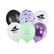 Balon gumowy Partydeco Hocus Pocus, Witch mix 300mm 12cal (SB14P-327-000-6)