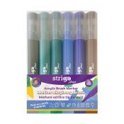 Marker specjalistyczny Strigo końcówka  BRUSH akrylowy w  6kol mix pędzelek końcówka (SSC436)