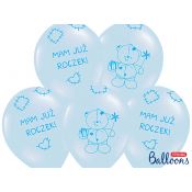 Balon gumowy Partydeco gumowy niebieski mam już roczek 30 cm/6 sztuk niebieski 300mm (SB14P-221-011-6)