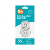 Balon foliowy Godan cyfra 8 srebrny 35 cm 8cal (FG-C35S8)