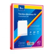 Teczka plastikowa czerwona A4  40 koszulek 5903242104848 A4 czerwony Tetis (BT630-C40)