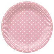 Talerz jednorazowy Paw Dots Light Pink śr. 230mm 8 szt (PPL8002204)