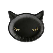 Talerz jednorazowy Partydeco Halloween kotek czarny 1op/6szt. śr. 220mm 6 szt (TPP60)