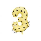 Balon foliowy Partydeco Cyfra 3 - Gepard, 68x98 cm 29cal (FB163-3)