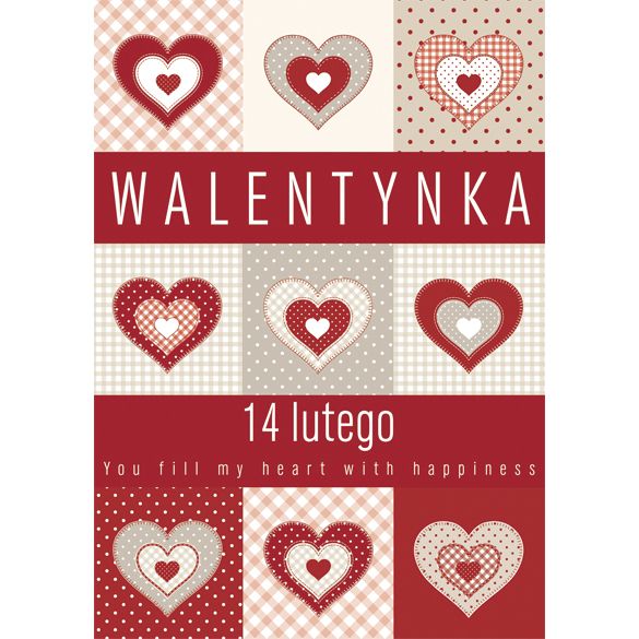 Kartka składana brokatowa walentynka B6