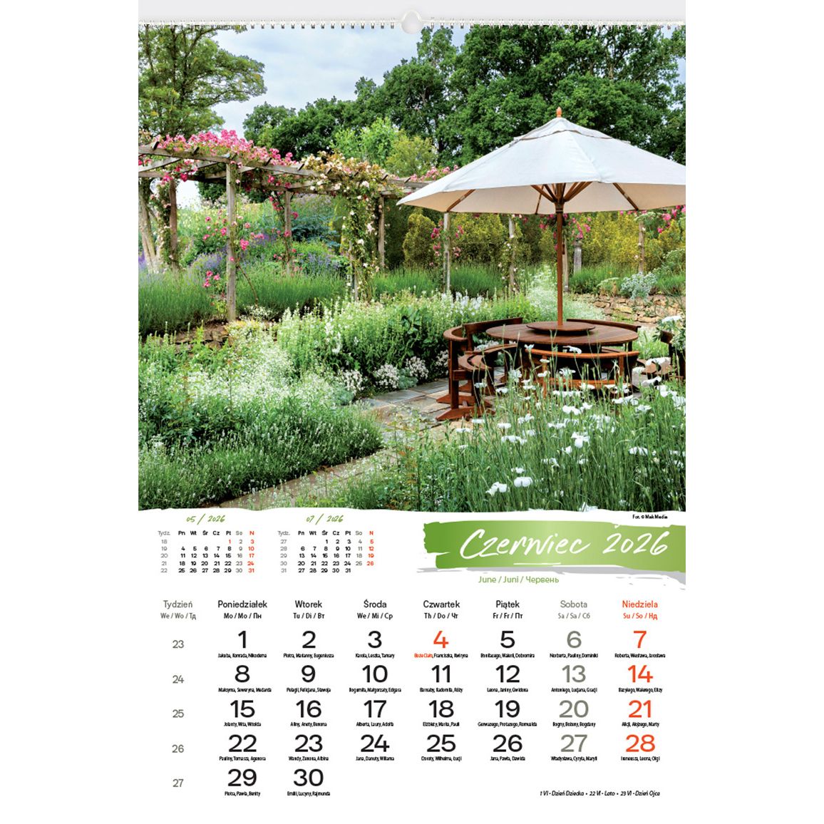 Kalendarz ścienny (401000) k:2915-377 OGRODY RAJSKIE 13-planszowe 2024 320mm x 470mm Lucrum (RW11)