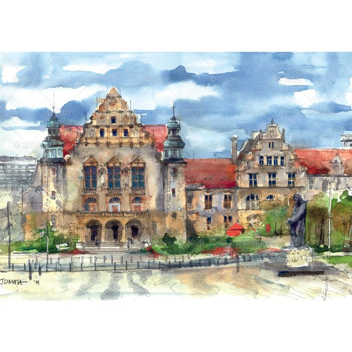 Kalendarz ścienny miasta w awkareli rodzinny 2026 280mm x 400mm Lucrum (WL05)