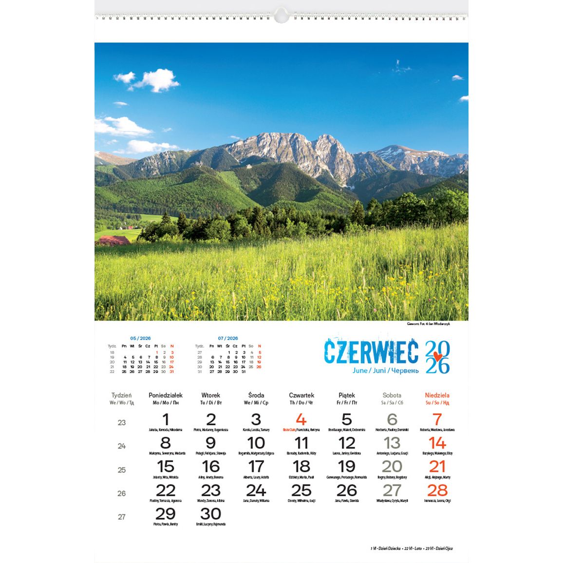 Kalendarz ścienny (401000) k:2915-377 PEJZAŻE TATRZAŃSKIE 13-planszowe 2024 320mm x 470mm Lucrum (RW05)
