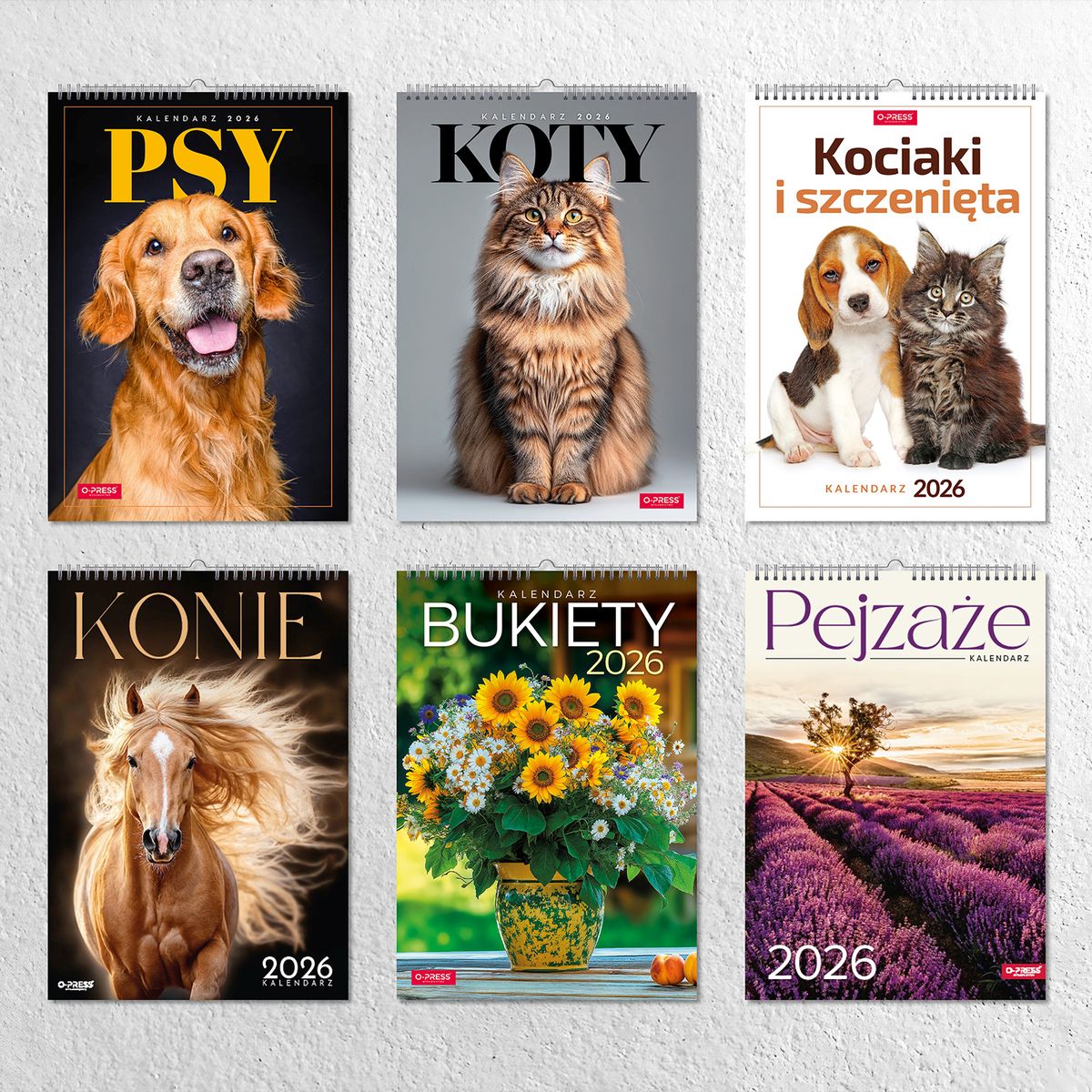 Kalendarz ścienny (401000) k:2915-377 16 stron wieloplanszowy A3 Press (kociaki i szczeniaki)