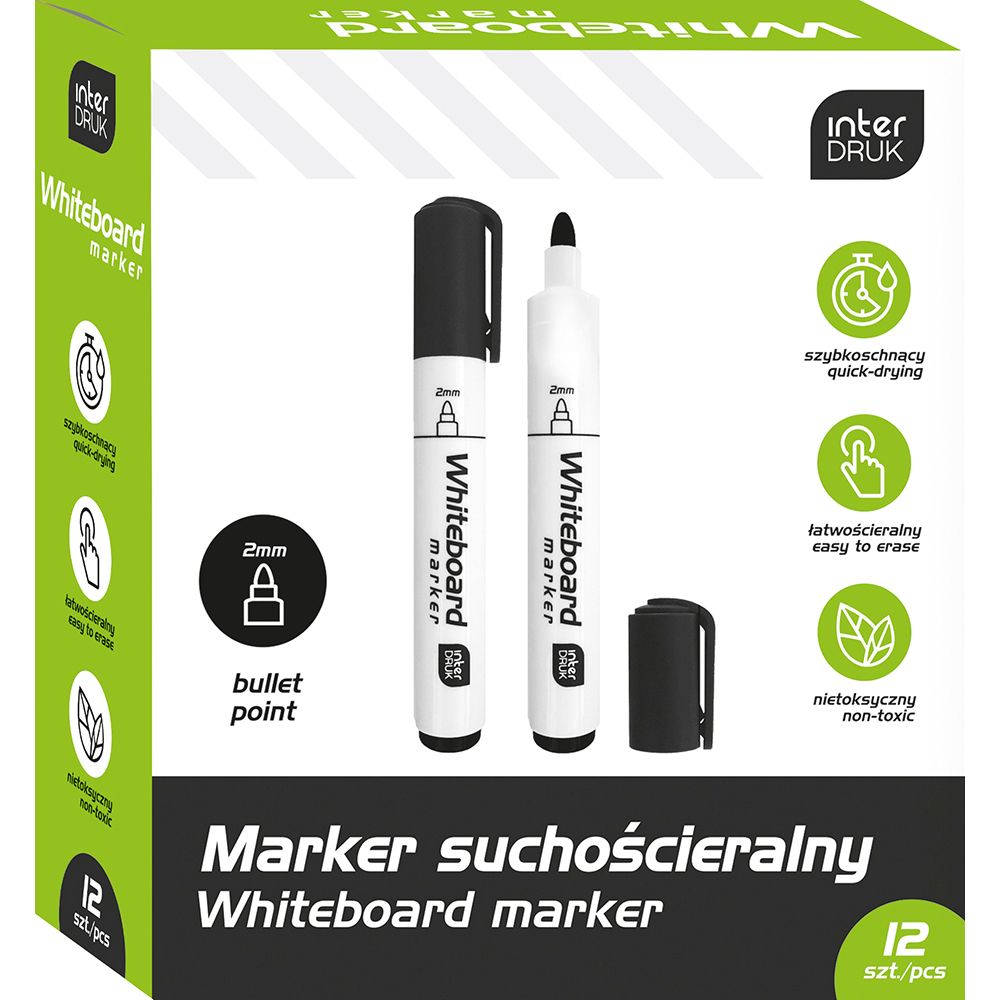 Marker suchościeralny czarny 2,0mm okrągła końcówka Interdruk (IMARTABCZA)