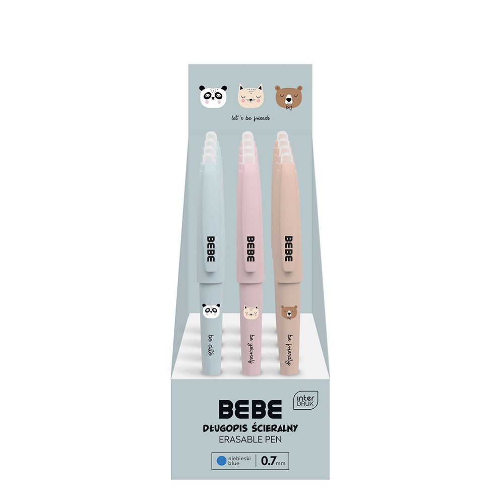 Długopis wymazywalny Bebe BB Friends Girls ze skuwką 5902277331830 niebieski 0,7mm (profilowany)