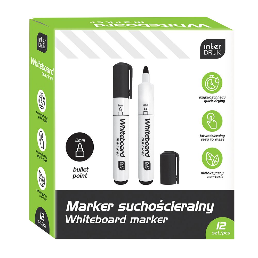 Marker suchościeralny czarny 2,0mm okrągła końcówka Interdruk (IMARTABCZA)