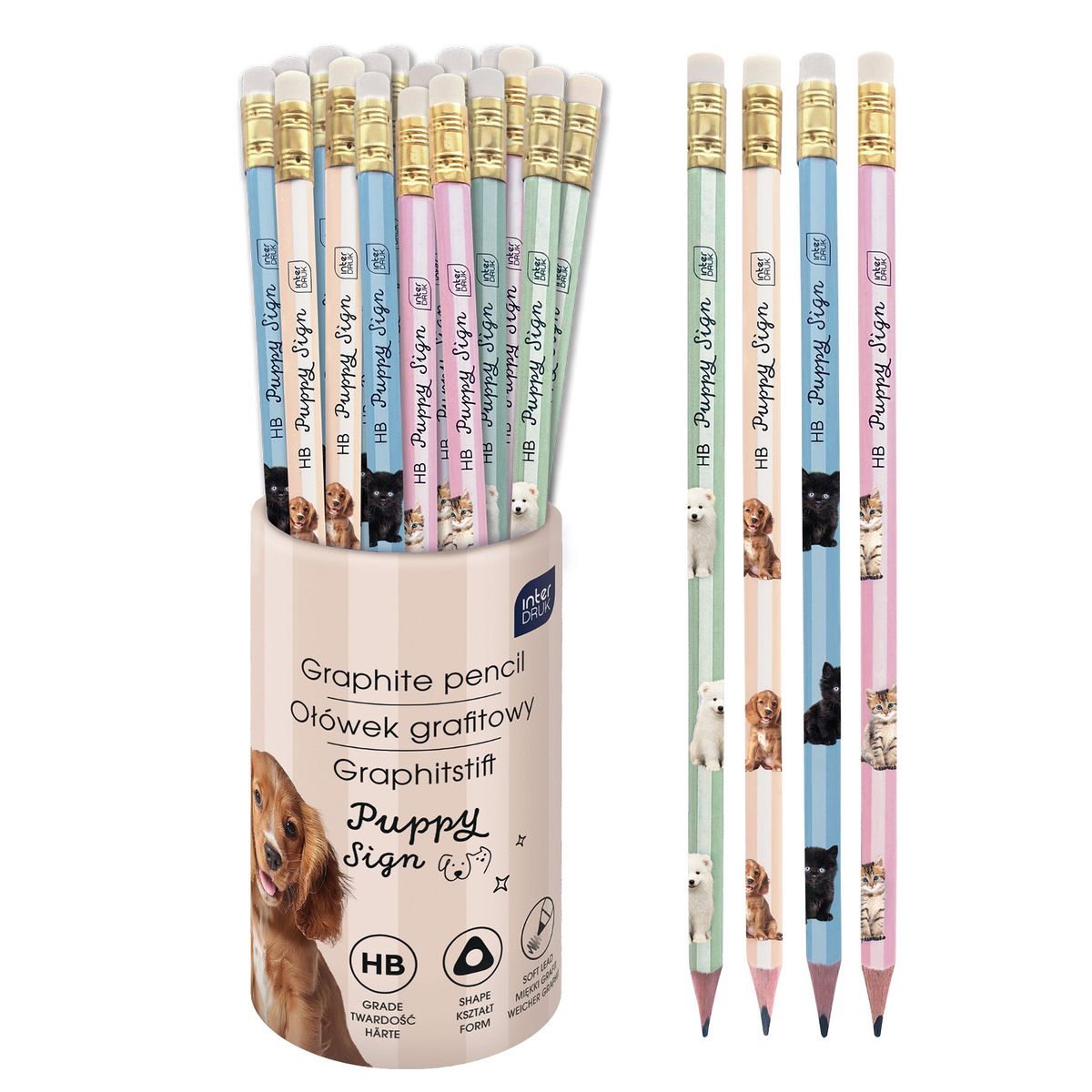 Ołówek Interdruk PUPPY SIGN HB (36szt tuba)