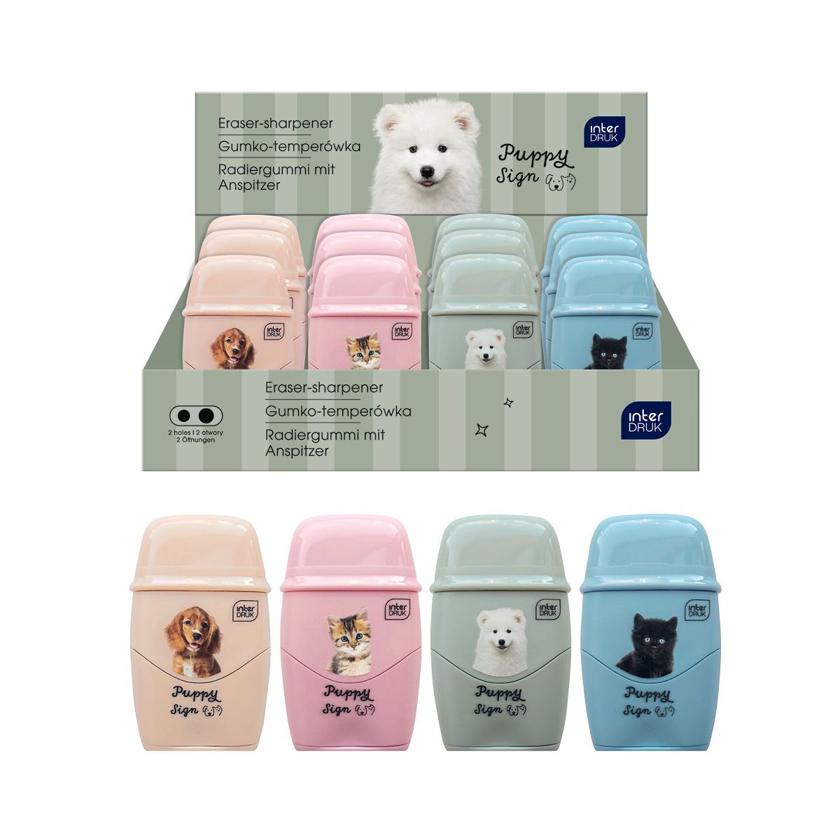 Temperówka Interdruk PUPPY SIGN podwójna mix