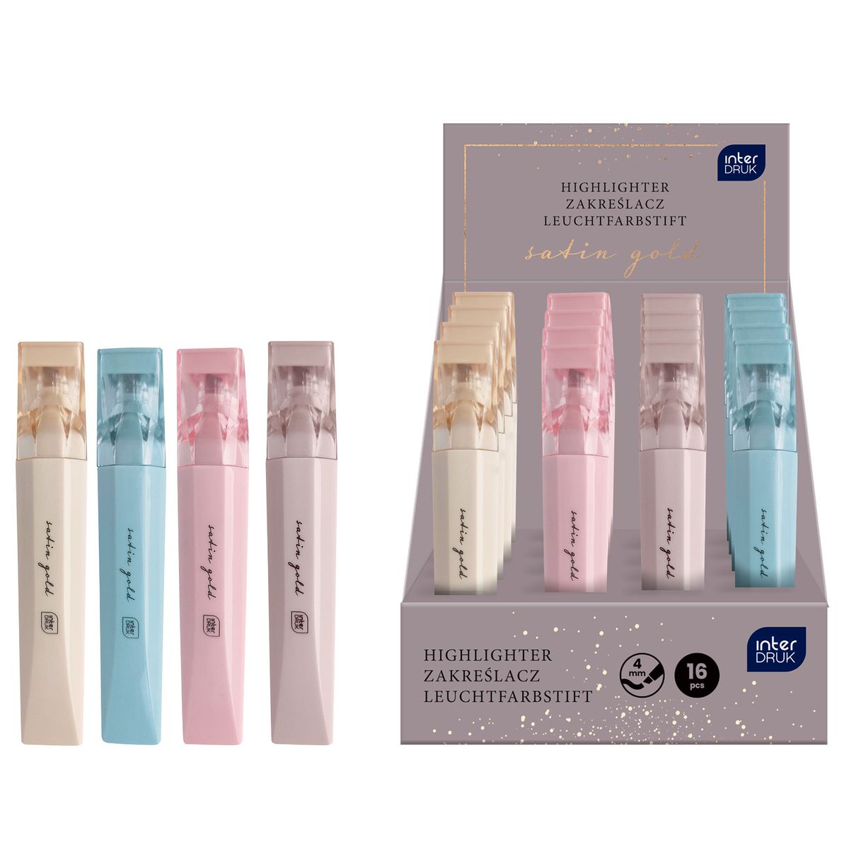 Zakreślacz Interdruk Satin Gold 16 szt mix