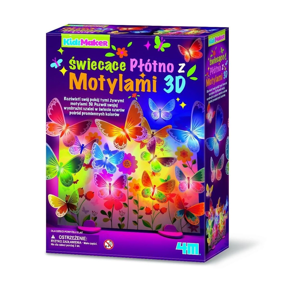 Zestaw kreatywny dla dzieci KidzMaker Świecące Płótno z Motylami 3D 4M Industrial Development Ltd. 4m (7960)