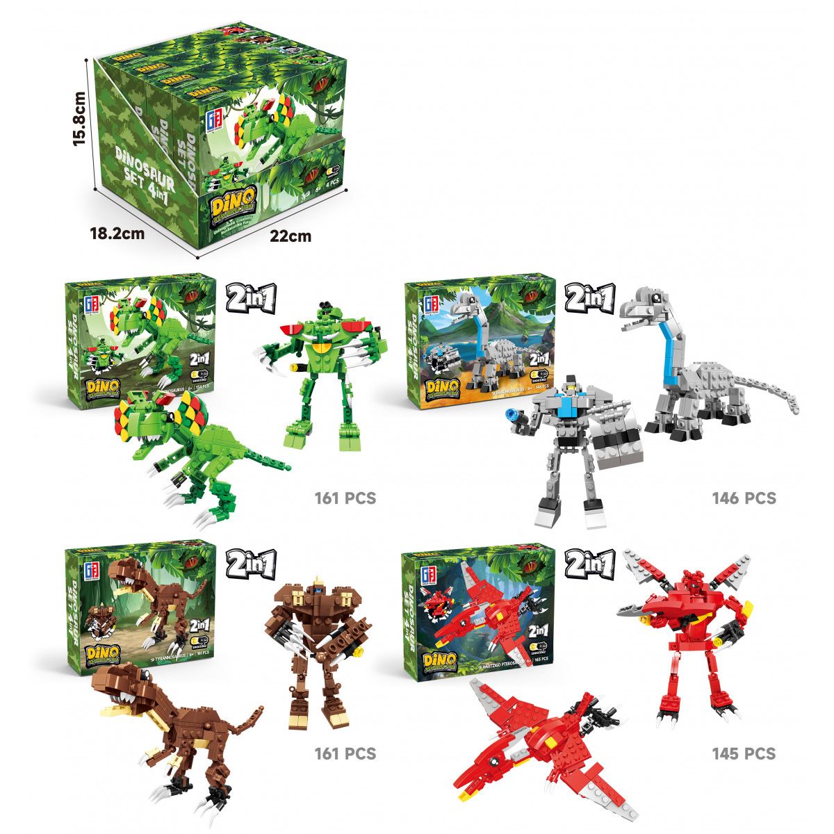 Klocki konstrukcyjne Lean dinozaury 2w1 (23564)