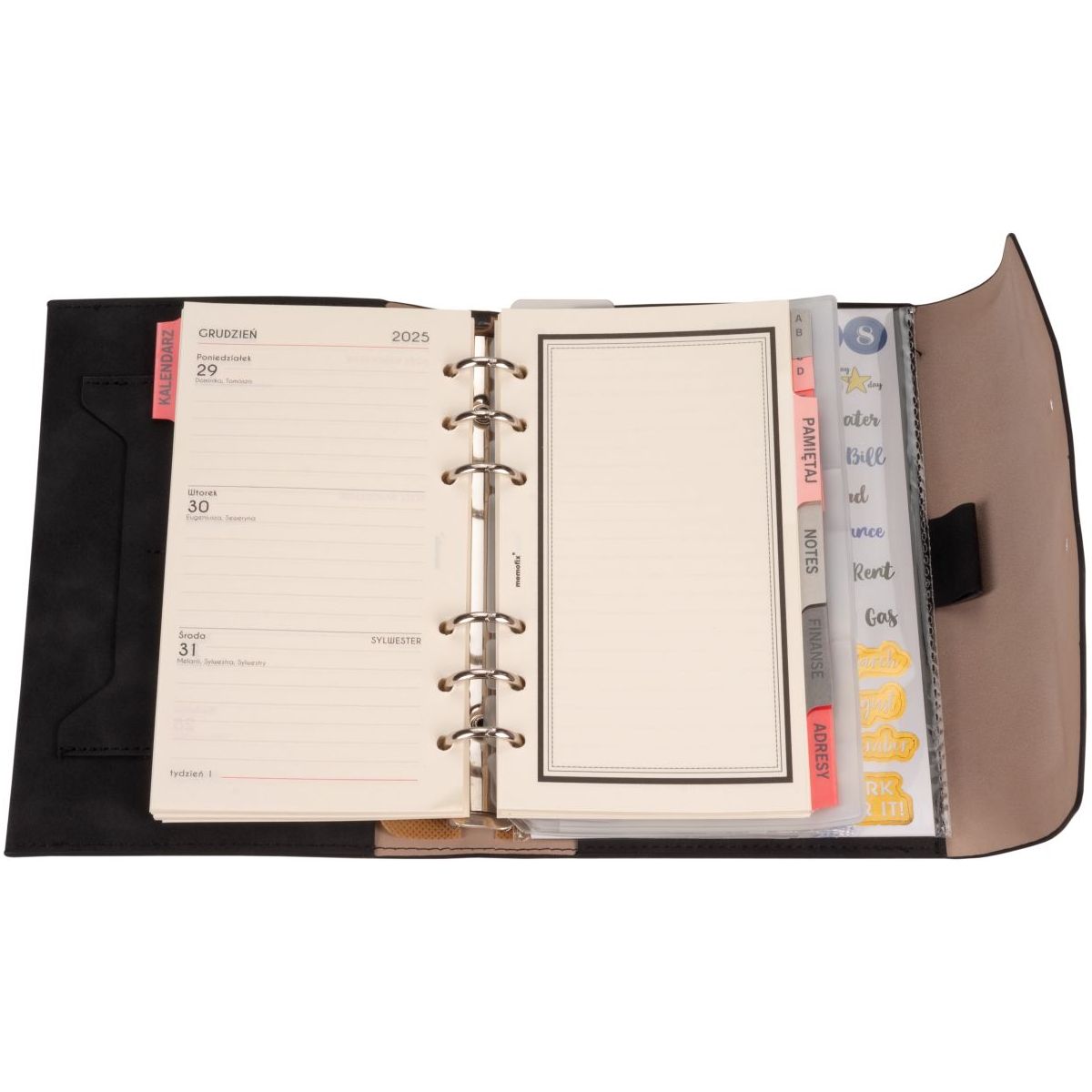 Organizer NABUK MEMOFIX CZARNY [mm:] 145x100 Antra (B6)