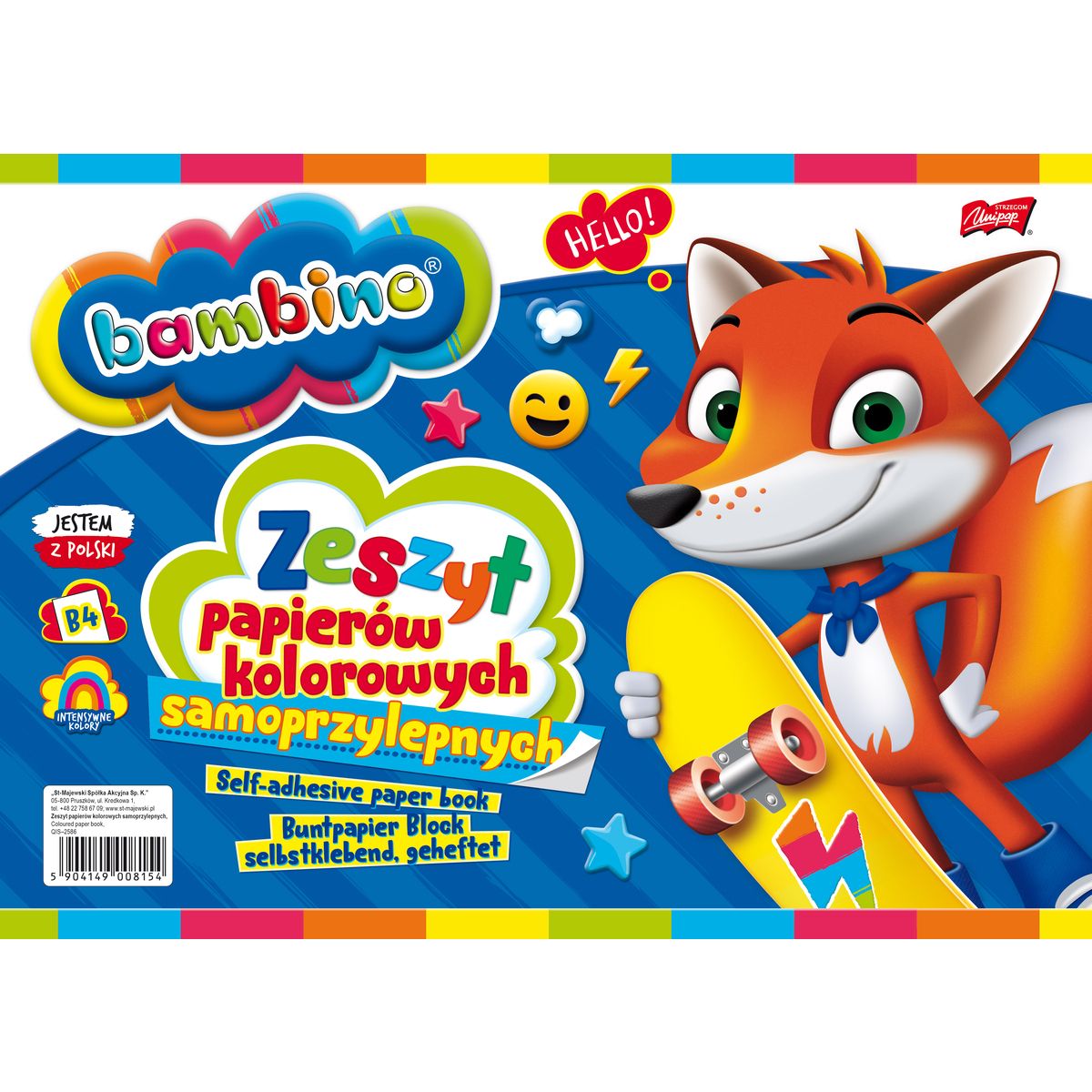 Zeszyt papierów kolorowych Bambino B4 80g 8k [mm:] 250x350 St.Majewski