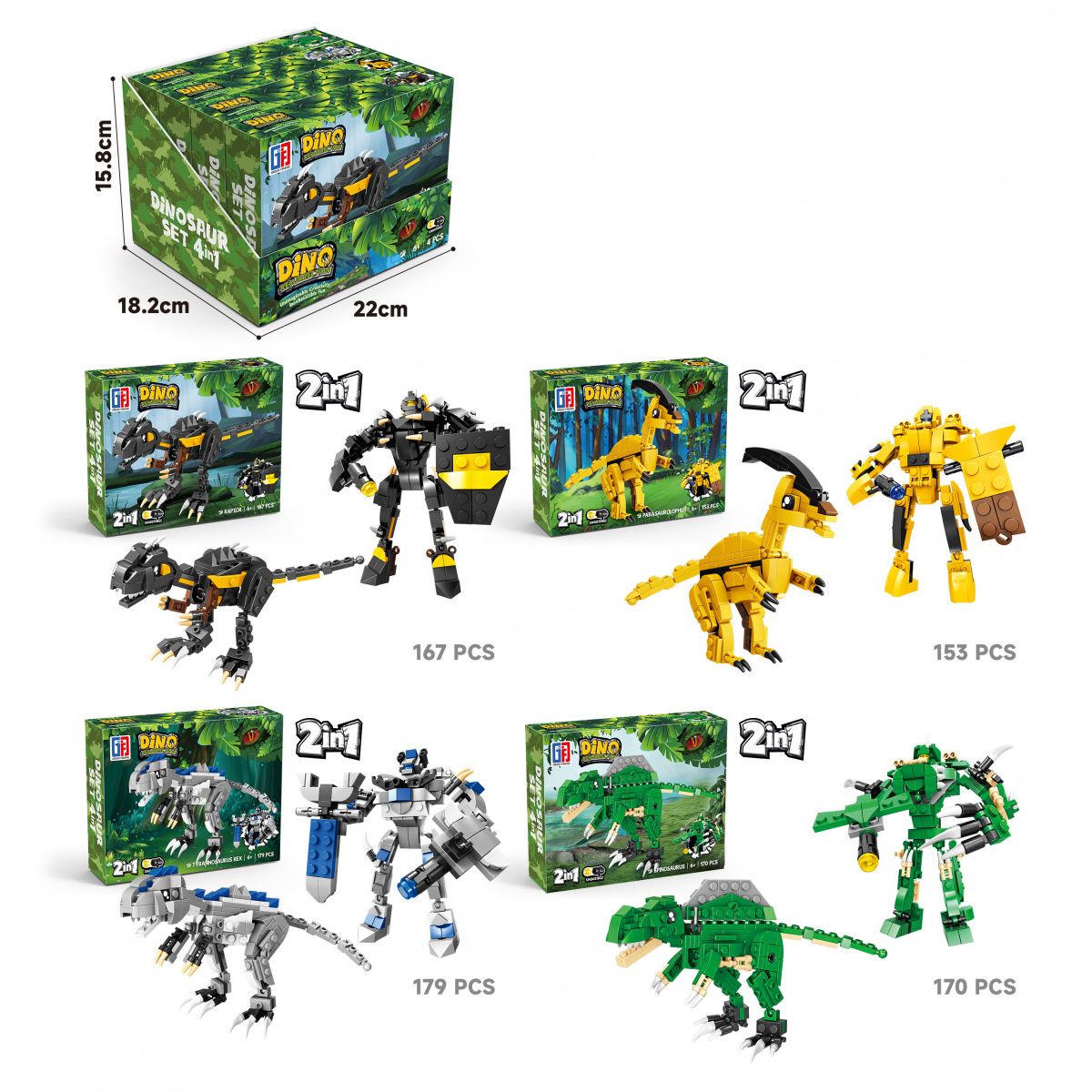 Klocki konstrukcyjne Lean dinozaury 2w1 (23566)