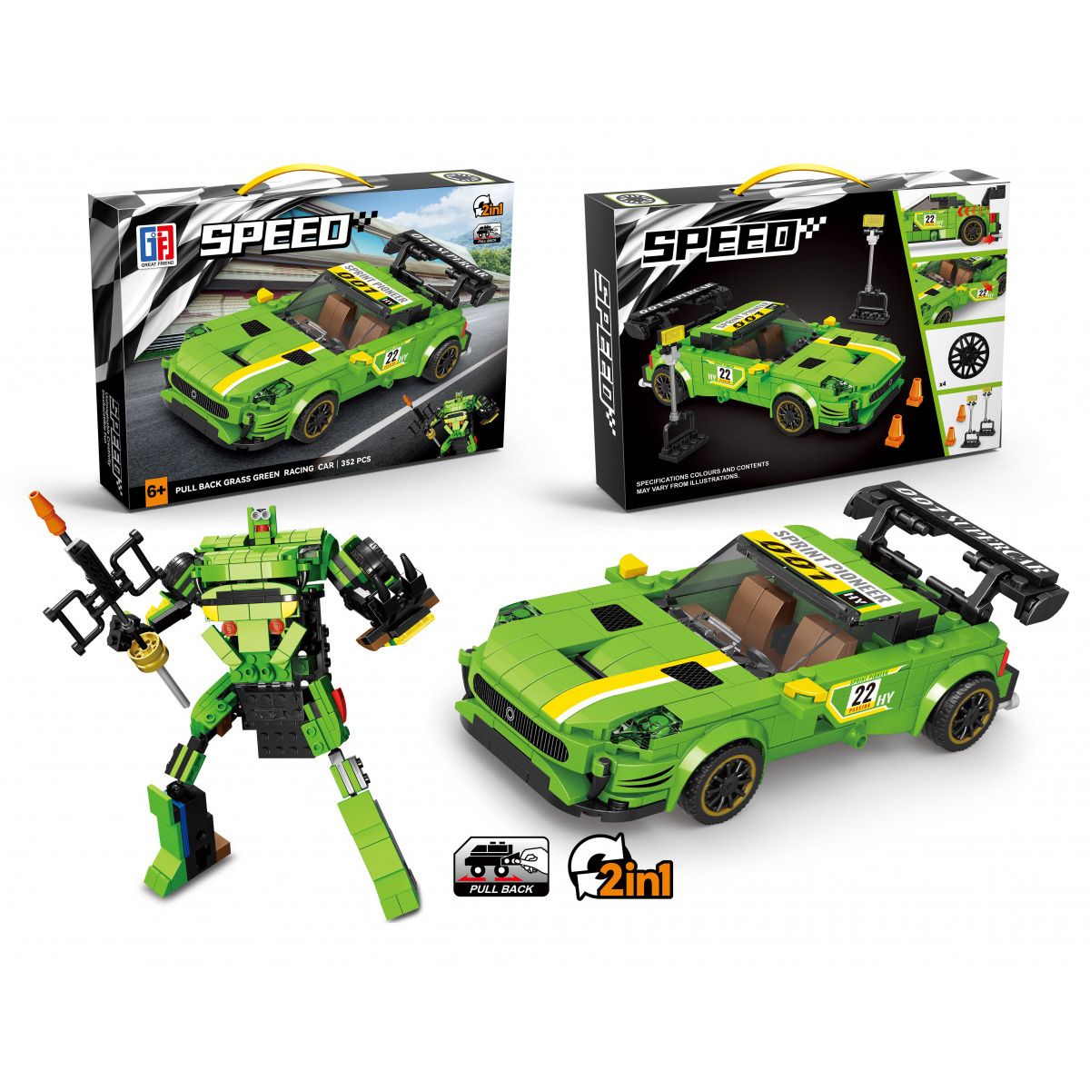 Klocki konstrukcyjne Lean auto robot 2w1 (23572)