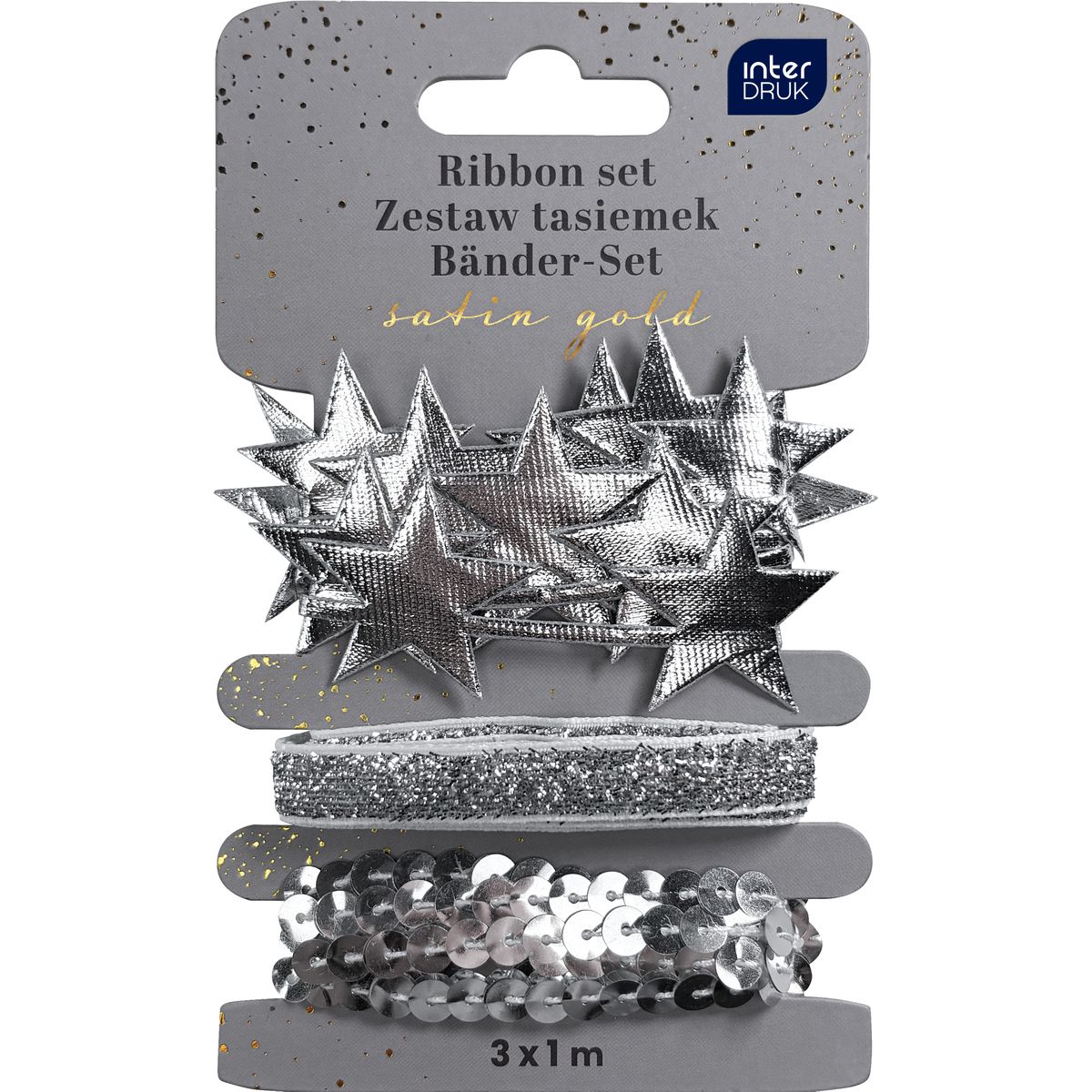 Tasiemka Satin Gold SILVER Interdruk (3x1m)