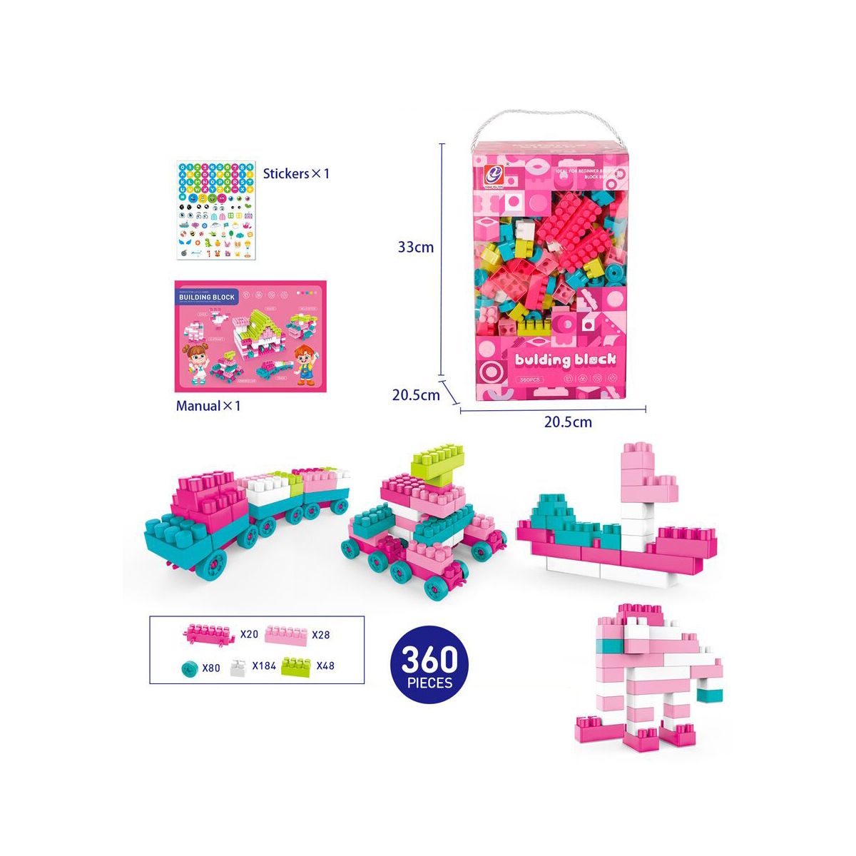 Klocki konstrukcyjne Lean różowe 360 el. (23508)