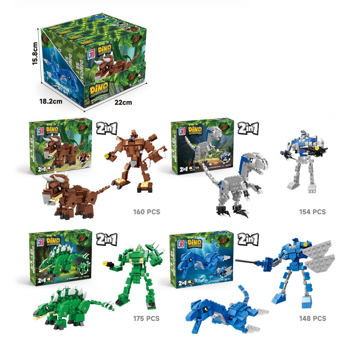 Klocki konstrukcyjne Lean dinozaury 2w1 (23565)