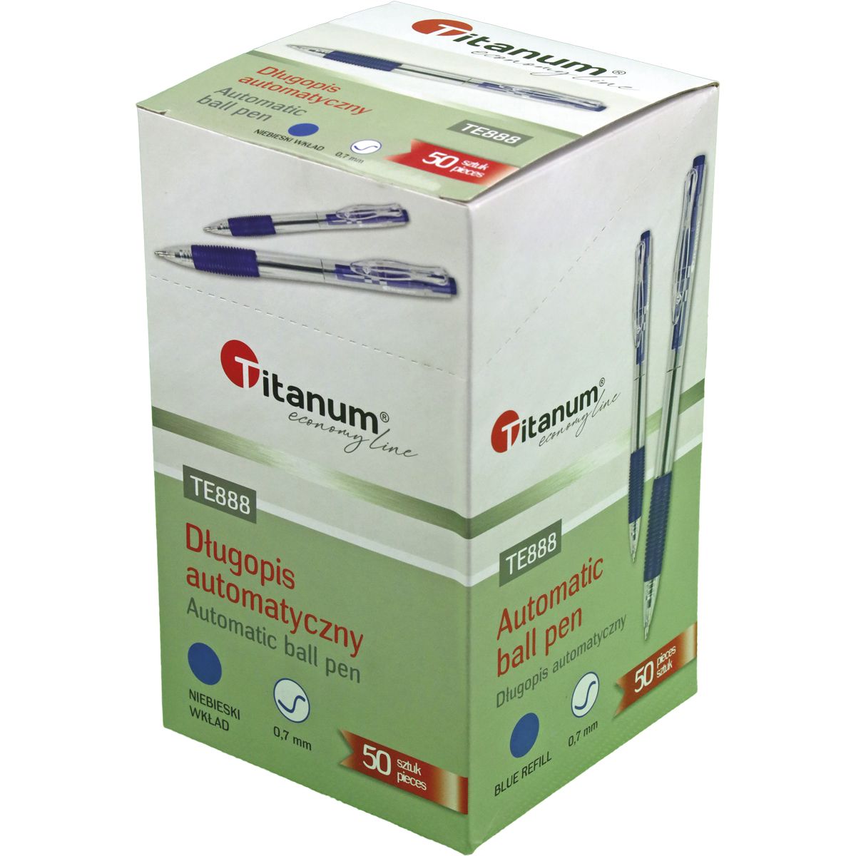 Długopis olejowy Titanum automatyczny niebieski 0,7mm (BPGBLUE ECONOMY)