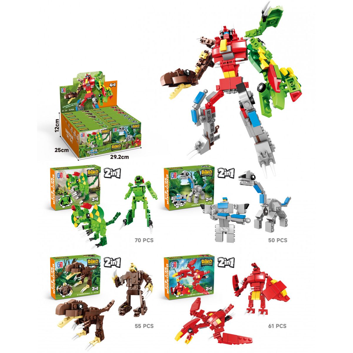 Klocki konstrukcyjne Lean dinozaury 2w1 (23560)