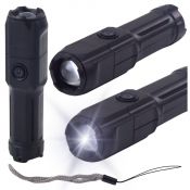 Latarka LED Regulacja Zoom 3 Tryby Świecenia Ładowanie USB Czarna Lean (24880)