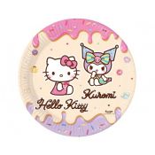 Talerz jednorazowy Hello Kitty and Kuromi papier śr. 230mm 8 szt Godan (98232)