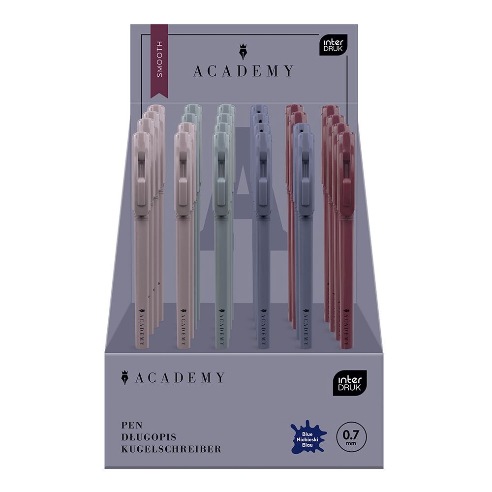 Długopis standardowy Interdruk SMOOTH ACADEMY z gripem niebieski (automatyczny)